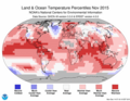 Climate Summary Information - November 2015 was warmest November on record for the globe September–November and year-to-date also record warm