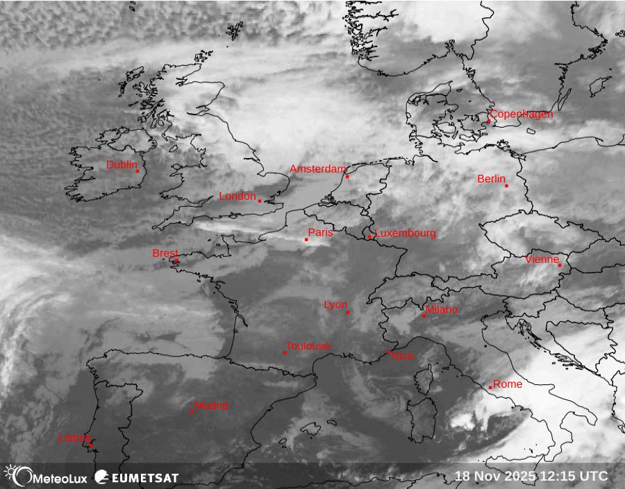 Wiedergabe von Satellitenbildern im Infrarotbereich