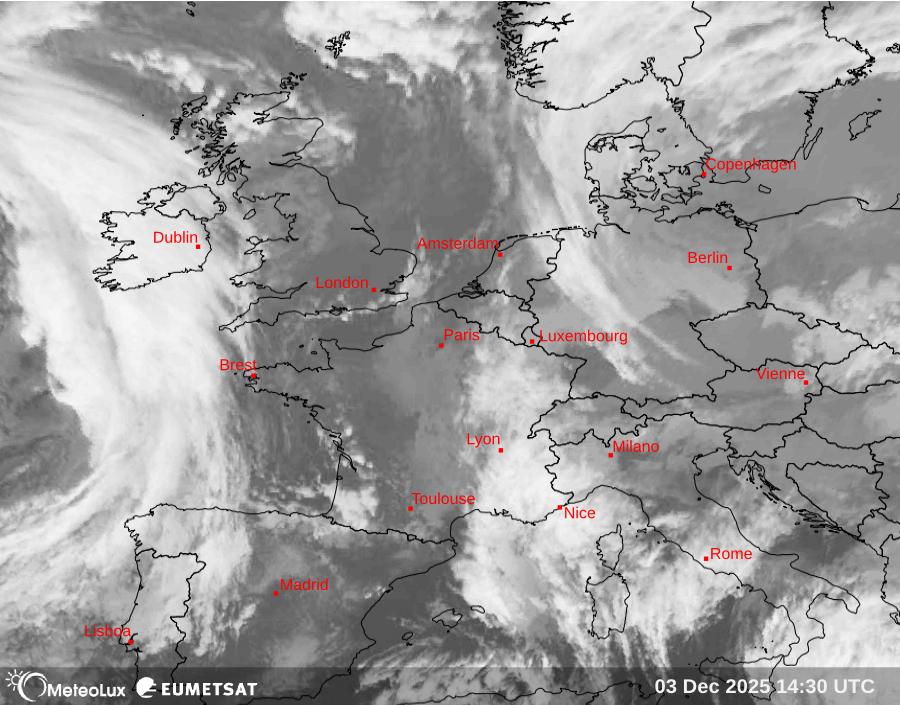 Wiedergabe von Satellitenbildern im Infrarotbereich