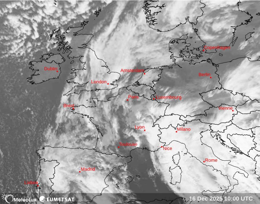 Wiedergabe von Satellitenbildern im Infrarotbereich