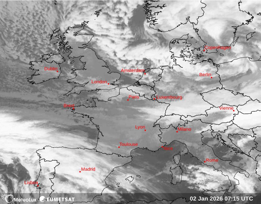 Wiedergabe von Satellitenbildern im Infrarotbereich