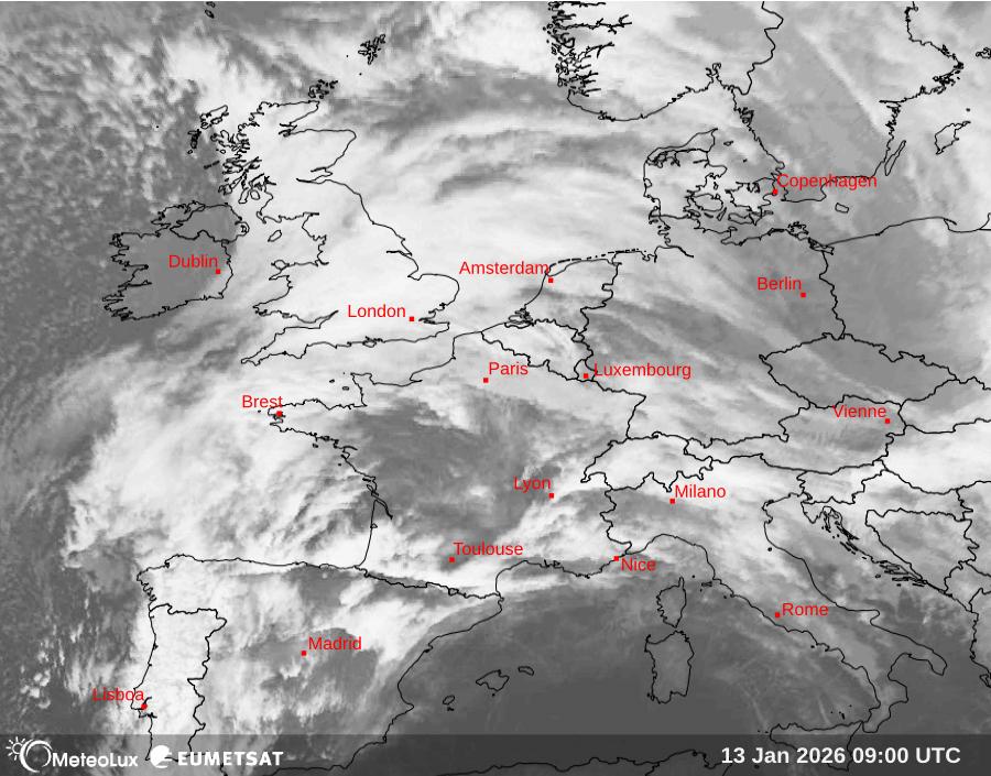 Wiedergabe von Satellitenbildern im Infrarotbereich