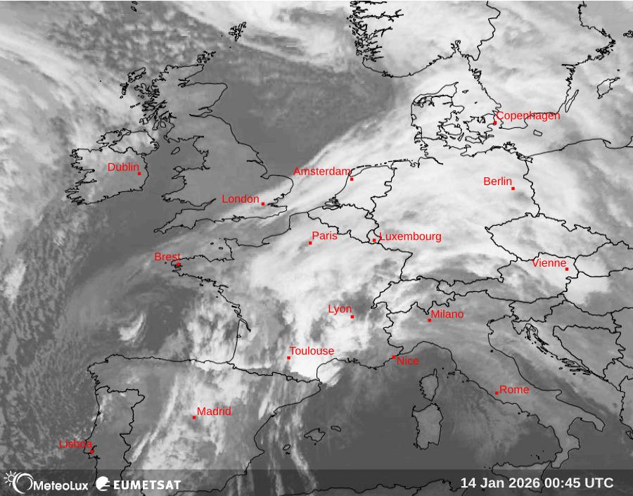 Wiedergabe von Satellitenbildern im Infrarotbereich