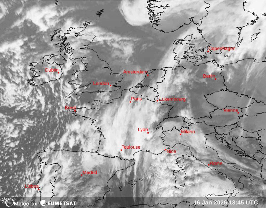 Wiedergabe von Satellitenbildern im Infrarotbereich