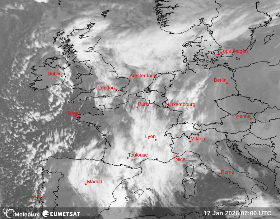 Wiedergabe von Satellitenbildern im Infrarotbereich