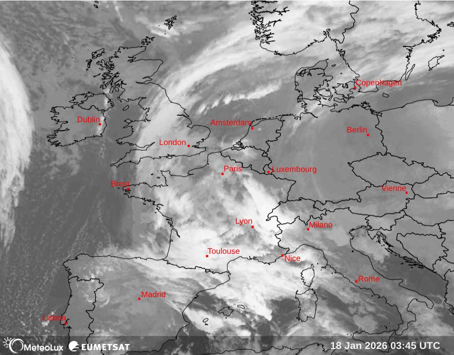 Wiedergabe von Satellitenbildern im Infrarotbereich