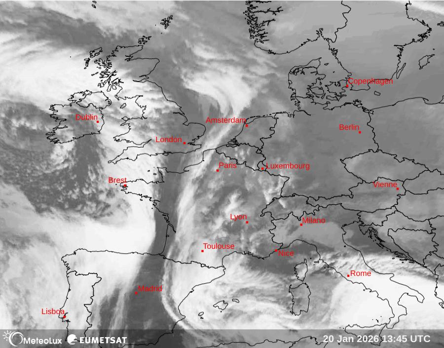 Wiedergabe von Satellitenbildern im Infrarotbereich