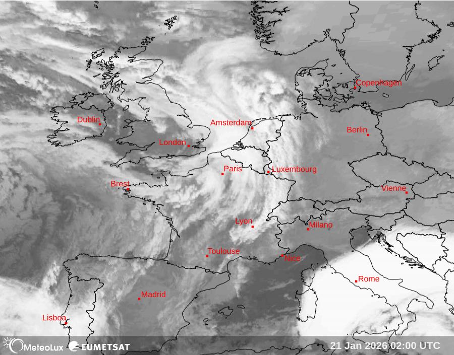 Wiedergabe von Satellitenbildern im Infrarotbereich