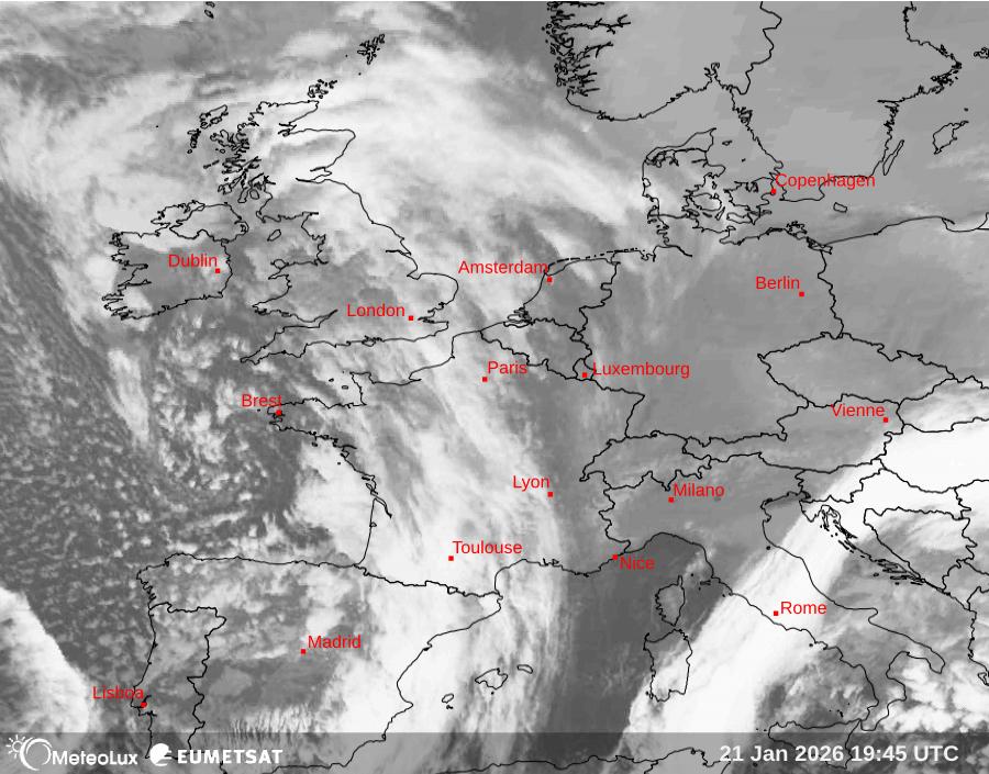 Wiedergabe von Satellitenbildern im Infrarotbereich