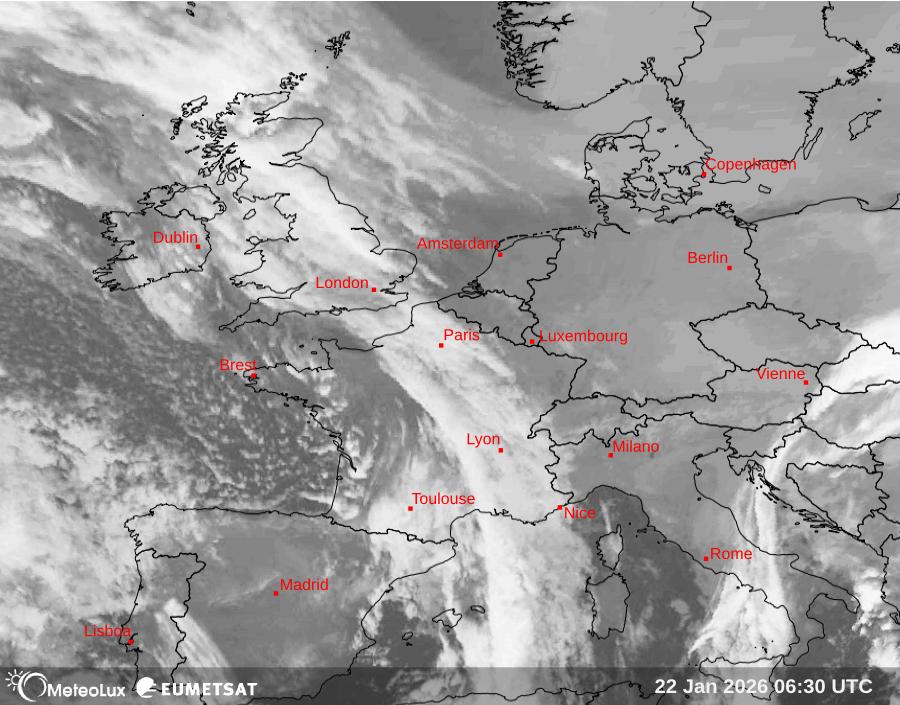 Wiedergabe von Satellitenbildern im Infrarotbereich