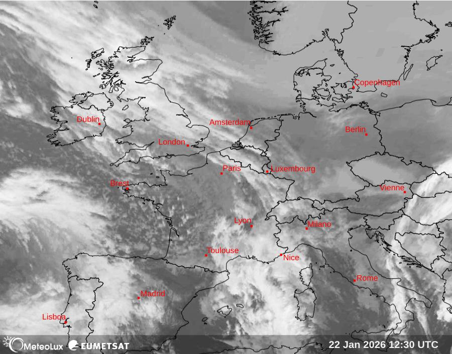 Wiedergabe von Satellitenbildern im Infrarotbereich