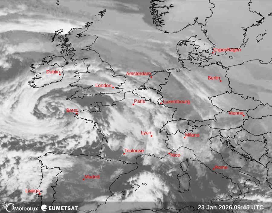 Wiedergabe von Satellitenbildern im Infrarotbereich