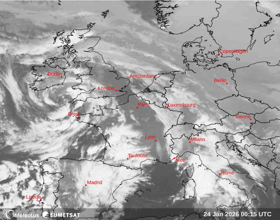 Wiedergabe von Satellitenbildern im Infrarotbereich