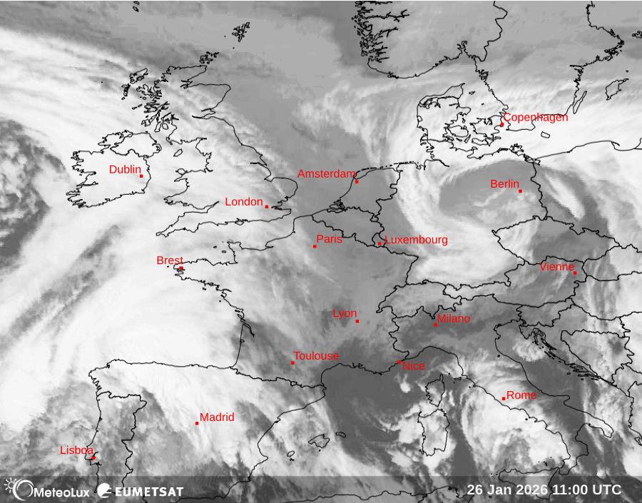 Wiedergabe von Satellitenbildern im Infrarotbereich