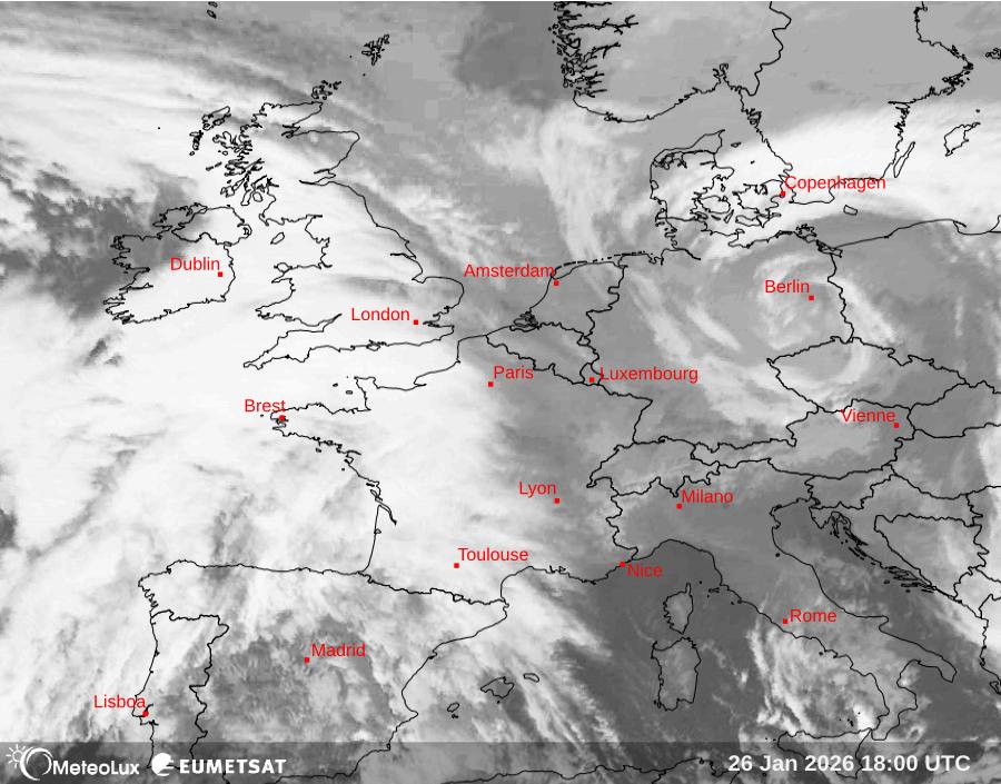 Wiedergabe von Satellitenbildern im Infrarotbereich