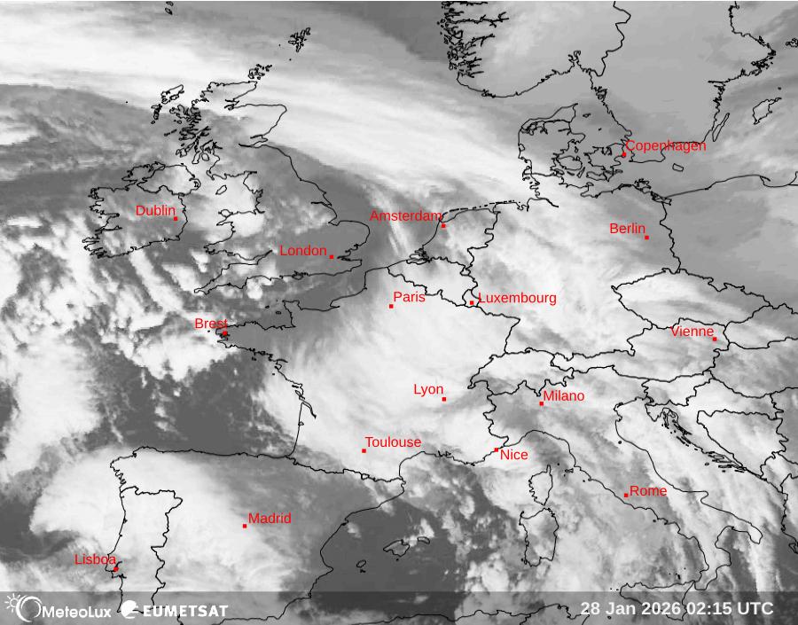 Wiedergabe von Satellitenbildern im Infrarotbereich