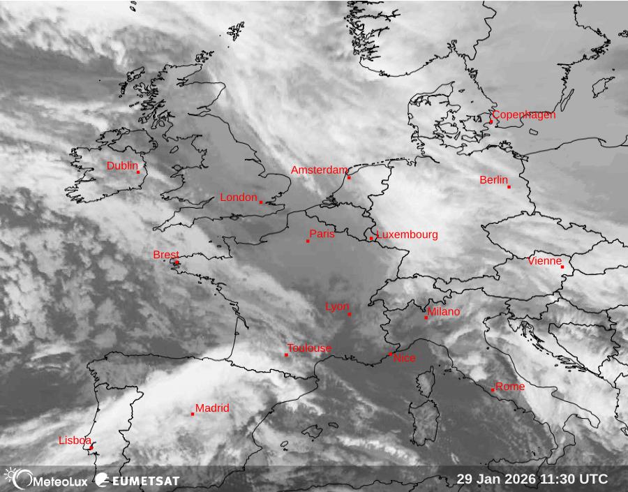 Wiedergabe von Satellitenbildern im Infrarotbereich