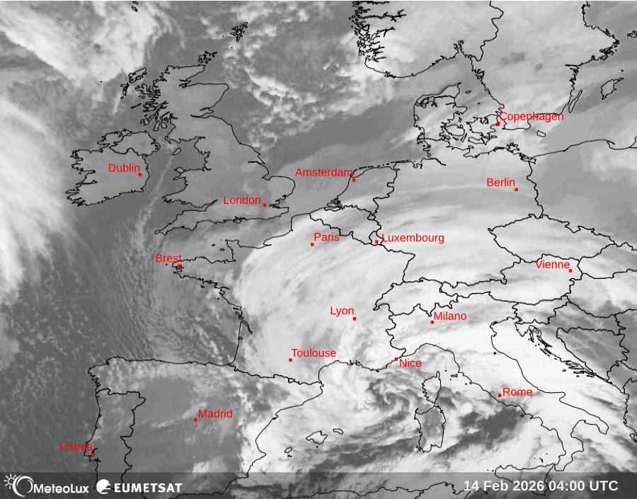 Wiedergabe von Satellitenbildern im Infrarotbereich