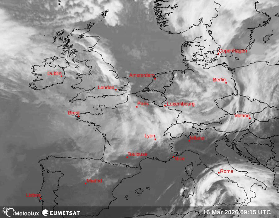 Wiedergabe von Satellitenbildern im Infrarotbereich