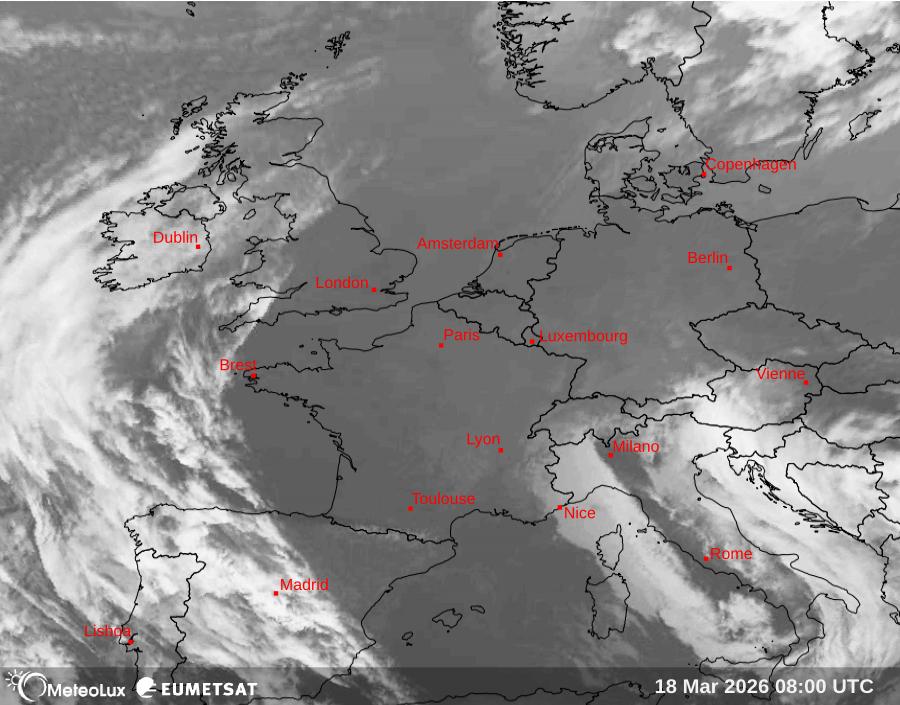 Wiedergabe von Satellitenbildern im Infrarotbereich
