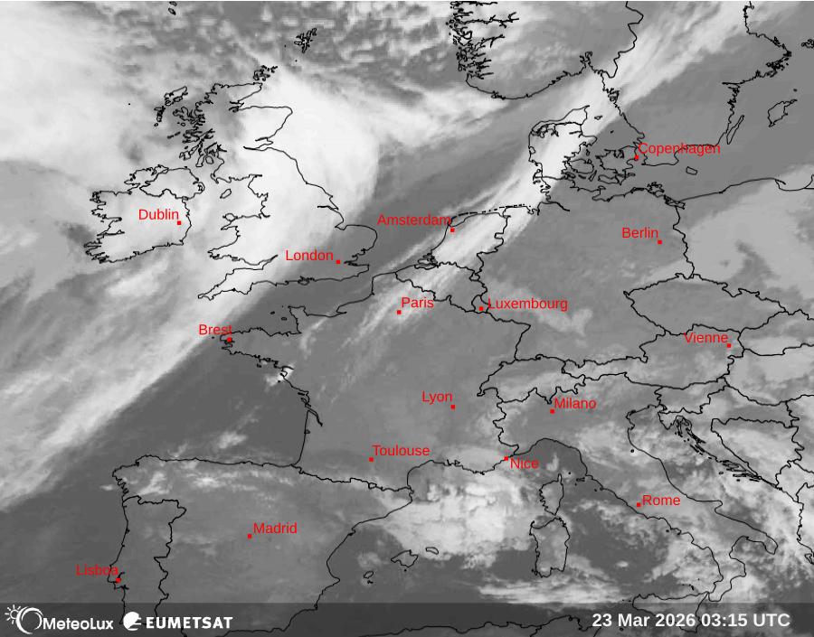 Wiedergabe von Satellitenbildern im Infrarotbereich