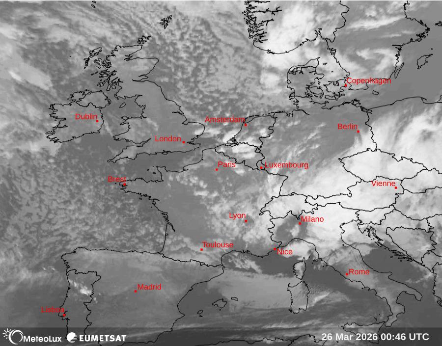 Wiedergabe von Satellitenbildern im Infrarotbereich