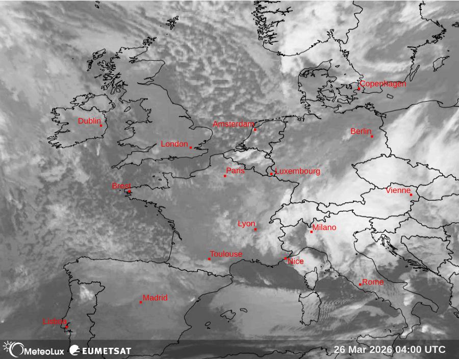 Wiedergabe von Satellitenbildern im Infrarotbereich