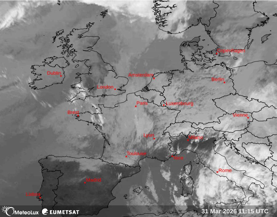 Wiedergabe von Satellitenbildern im Infrarotbereich