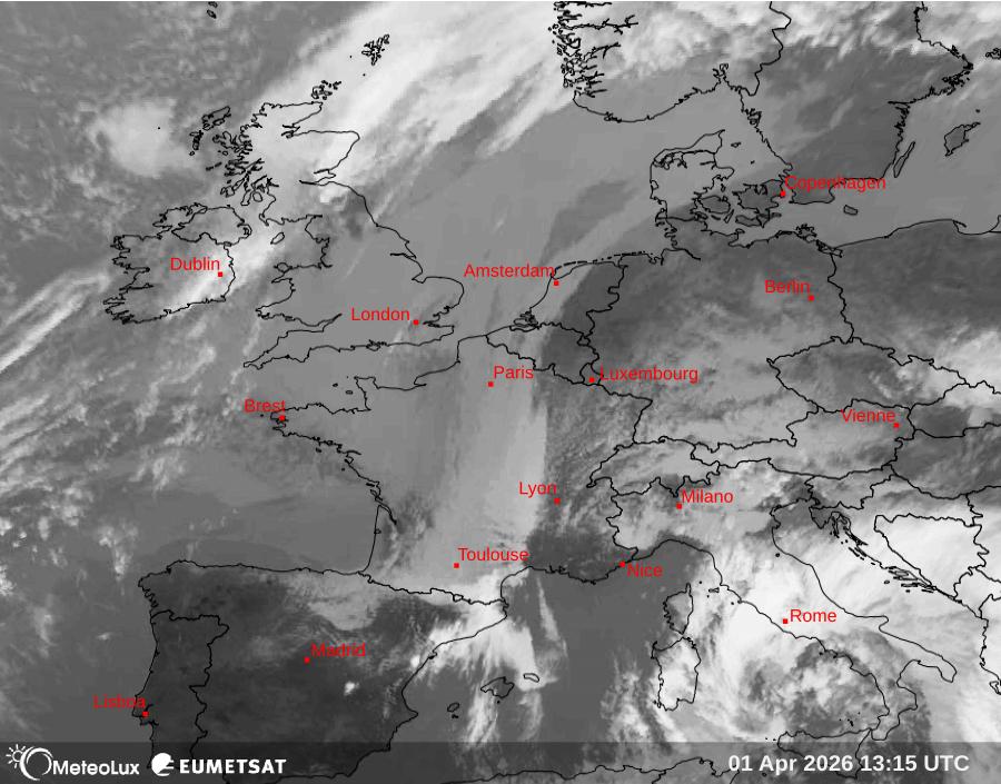 Wiedergabe von Satellitenbildern im Infrarotbereich