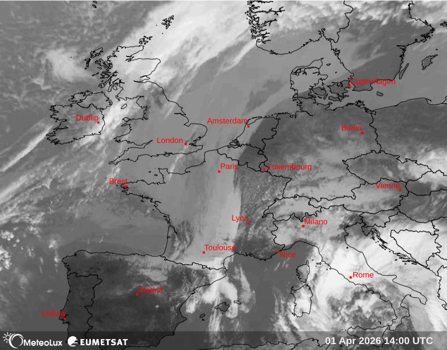 Wiedergabe von Satellitenbildern im Infrarotbereich