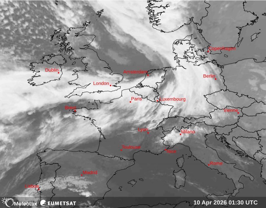 Wiedergabe von Satellitenbildern im Infrarotbereich