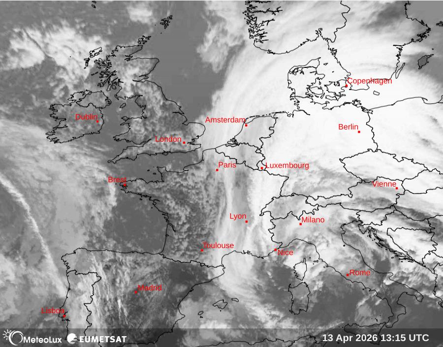 Wiedergabe von Satellitenbildern im Infrarotbereich