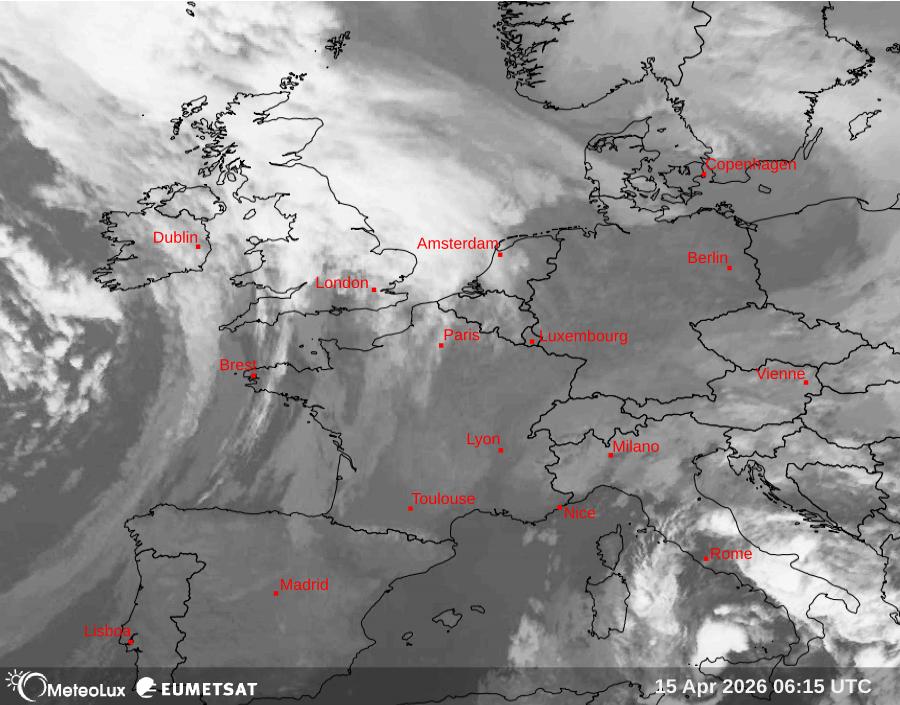 Wiedergabe von Satellitenbildern im Infrarotbereich