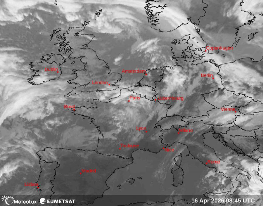 Wiedergabe von Satellitenbildern im Infrarotbereich