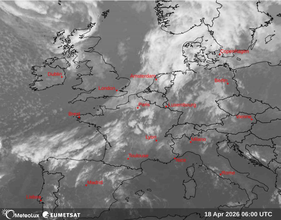Wiedergabe von Satellitenbildern im Infrarotbereich