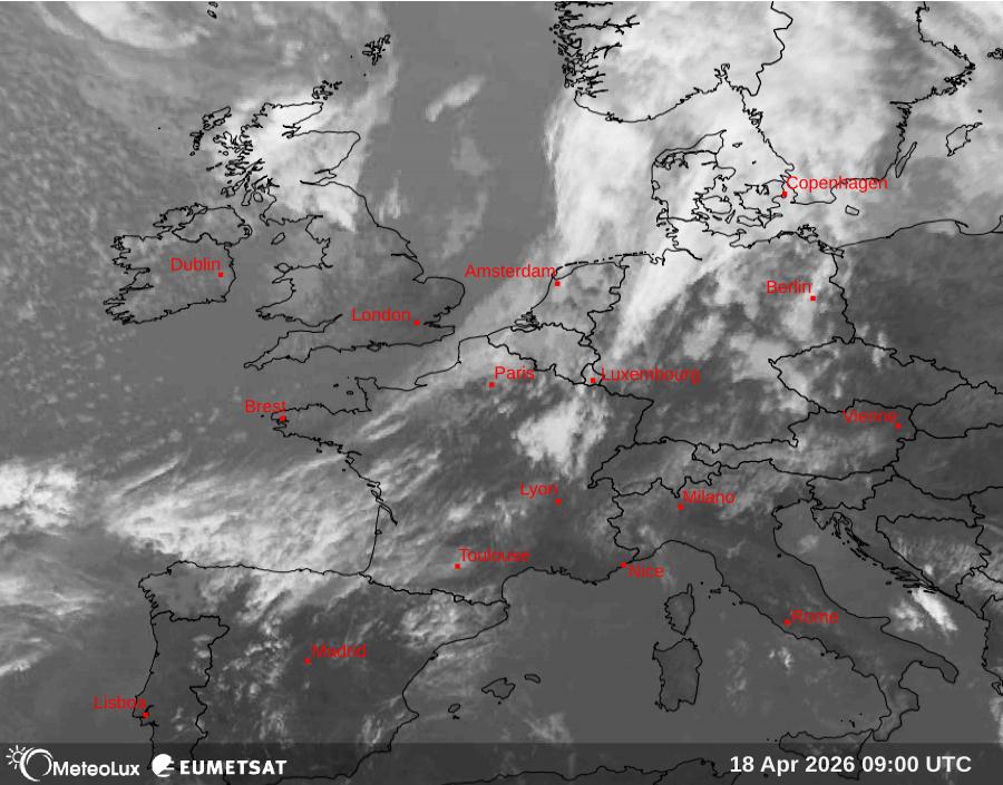 Wiedergabe von Satellitenbildern im Infrarotbereich