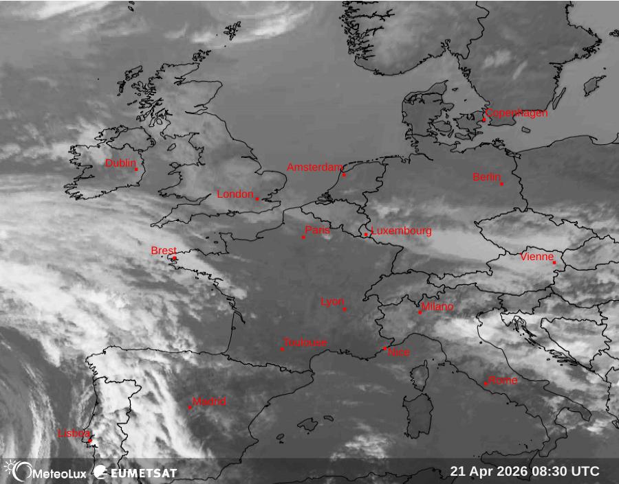 Wiedergabe von Satellitenbildern im Infrarotbereich