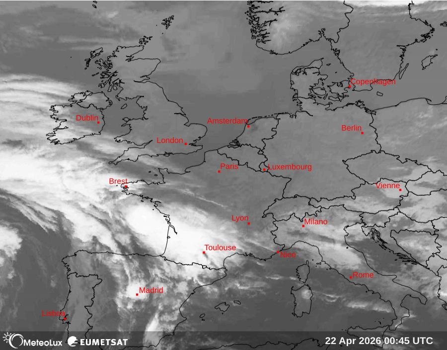 Wiedergabe von Satellitenbildern im Infrarotbereich