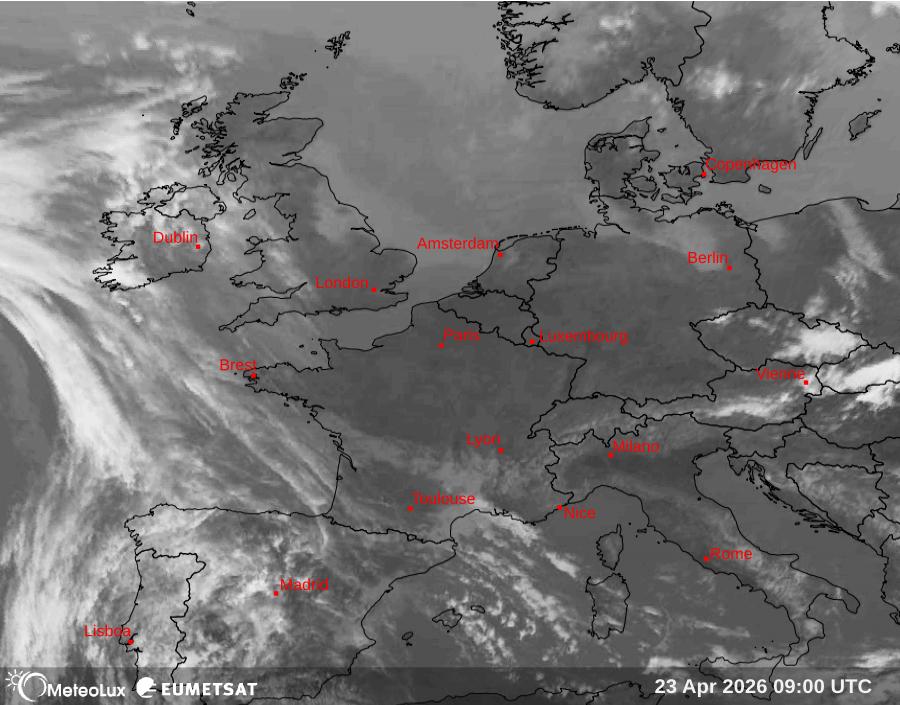 Wiedergabe von Satellitenbildern im Infrarotbereich