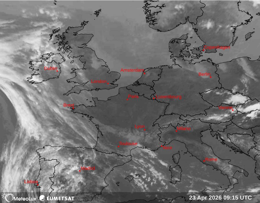Wiedergabe von Satellitenbildern im Infrarotbereich