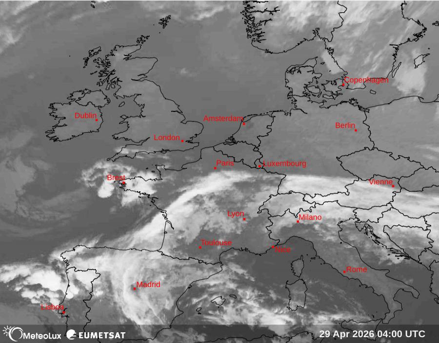 Wiedergabe von Satellitenbildern im Infrarotbereich