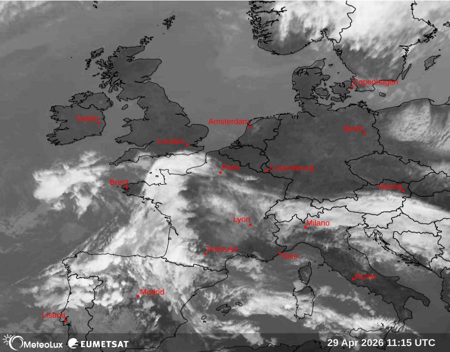 Wiedergabe von Satellitenbildern im Infrarotbereich