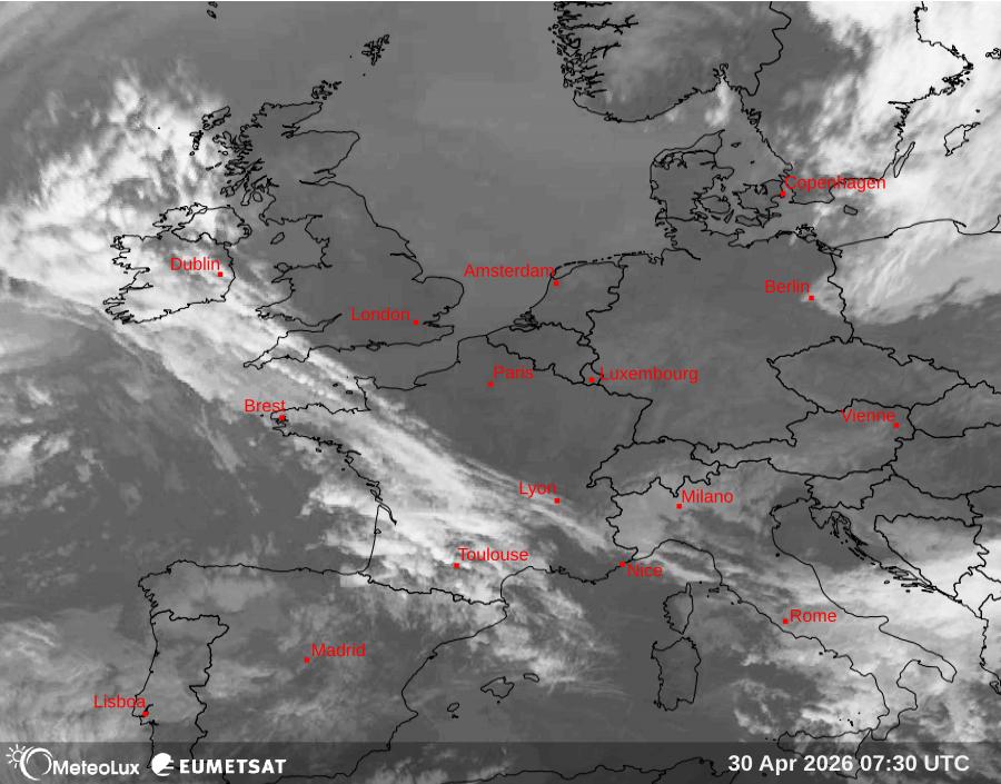 Wiedergabe von Satellitenbildern im Infrarotbereich