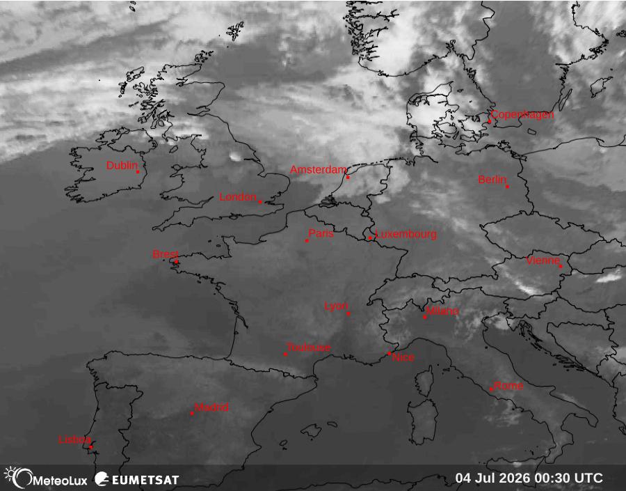 Wiedergabe von Satellitenbildern im Infrarotbereich