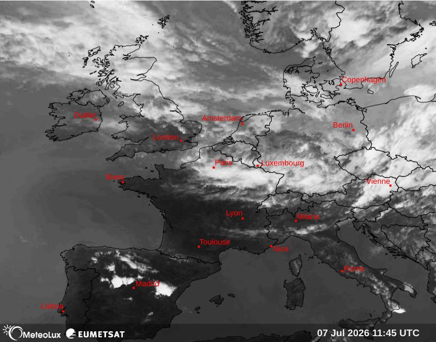 Wiedergabe von Satellitenbildern im Infrarotbereich