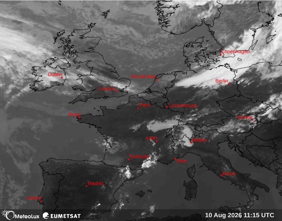 Wiedergabe von Satellitenbildern im Infrarotbereich