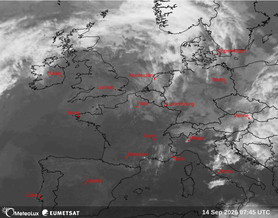 Wiedergabe von Satellitenbildern im Infrarotbereich