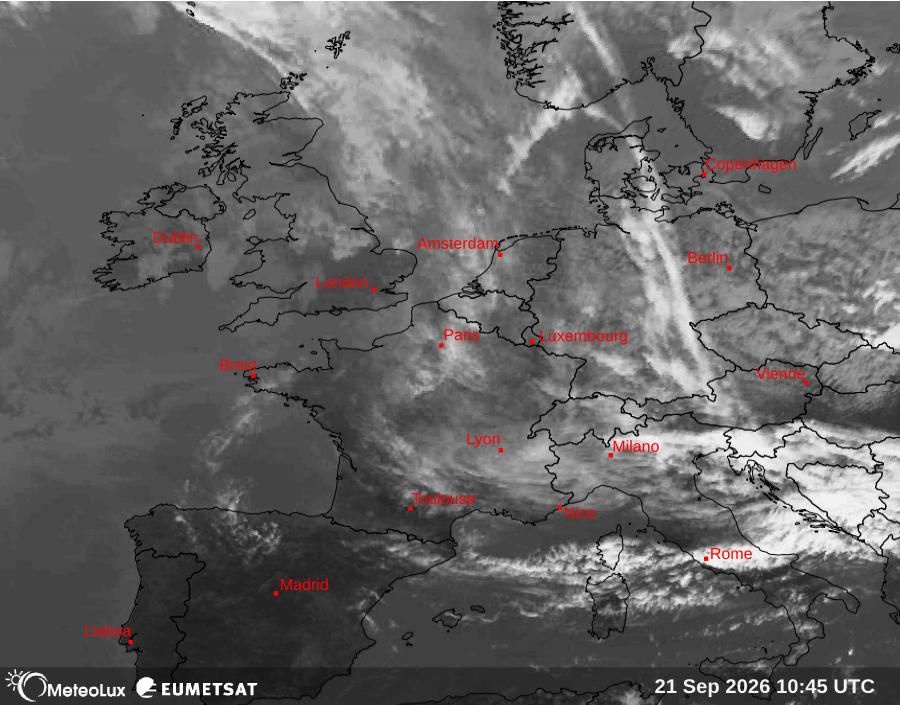 Wiedergabe von Satellitenbildern im Infrarotbereich