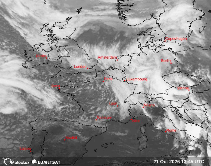 Wiedergabe von Satellitenbildern im Infrarotbereich